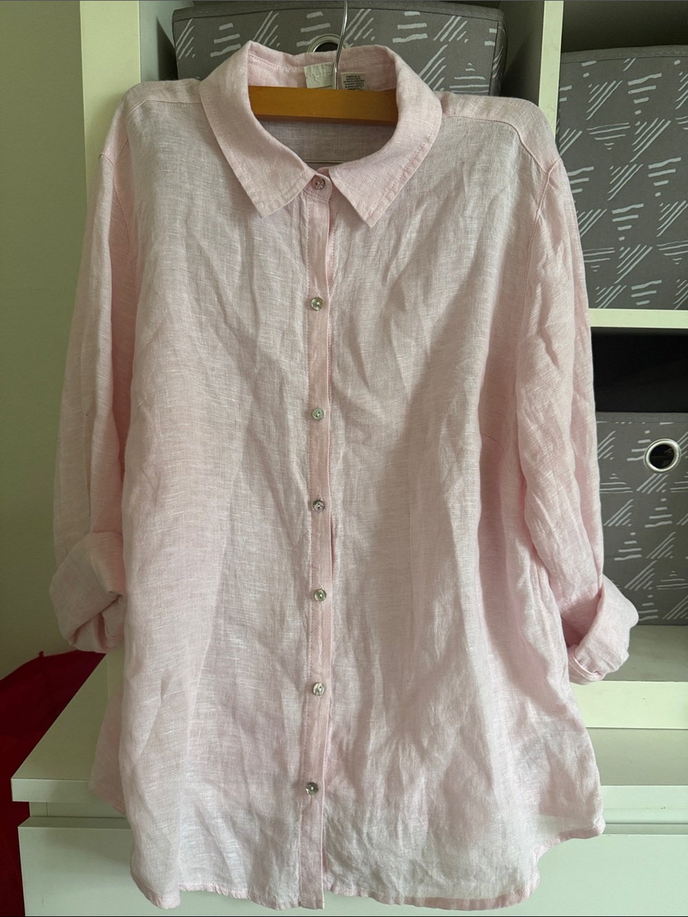 Joie Pale Pink Linen Button-Down Blouse